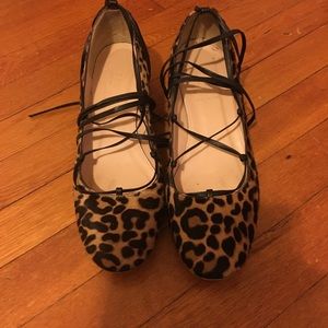 EUC Jcrew collection calf hair leopard strap shoe
